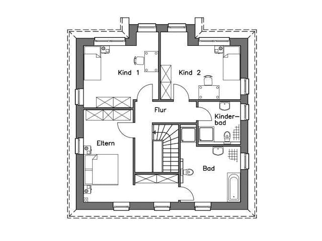 Massivhaus Stadtvilla SV155 Variante K von Baudirekt, Stadtvilla Grundriss 1