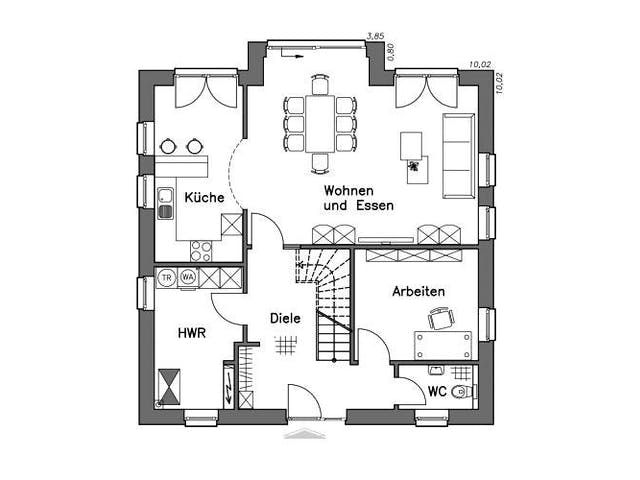 Massivhaus Stadtvilla SV155 Variante K von Baudirekt, Stadtvilla Grundriss 2