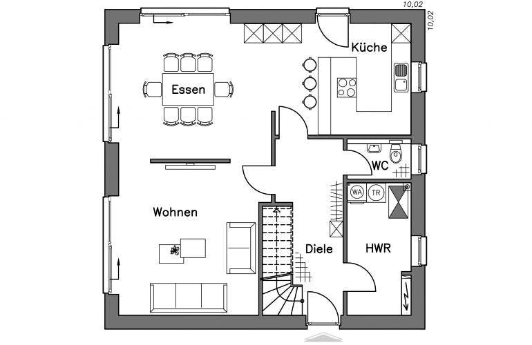 Massivhaus Stadtvilla SV155 Variante M von Baudirekt, Stadtvilla Grundriss 1