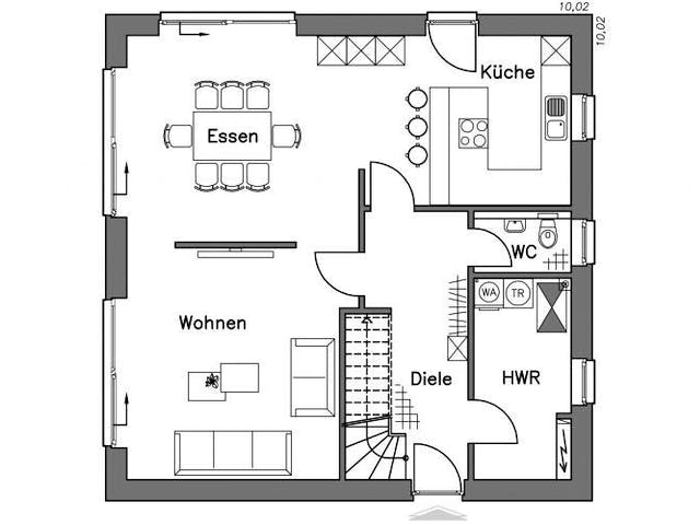 Massivhaus Stadtvilla SV155 Variante M von Baudirekt, Stadtvilla Grundriss 1