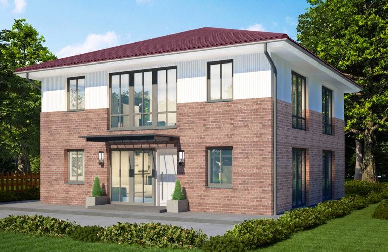Massivhaus Stadtvilla SV155 Variante T von Baudirekt, Stadtvilla Außenansicht 1