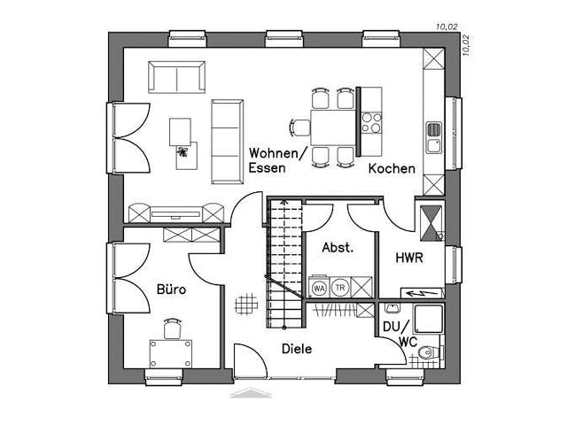 Massivhaus Stadtvilla SV155 Variante T von Baudirekt, Stadtvilla Grundriss 1