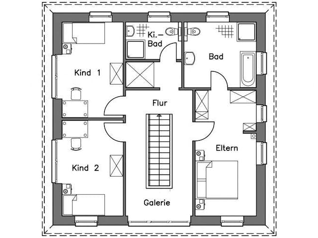 Massivhaus Stadtvilla SV155 Variante T von Baudirekt, Stadtvilla Grundriss 2