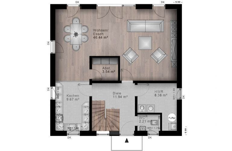 Massivhaus Stadtvilla Wassenach 40-020 von Econ Das Haus, Stadtvilla Grundriss 1