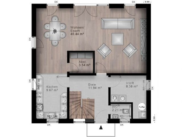 Massivhaus Stadtvilla Wassenach 40-020 von Econ Das Haus, Stadtvilla Grundriss 1