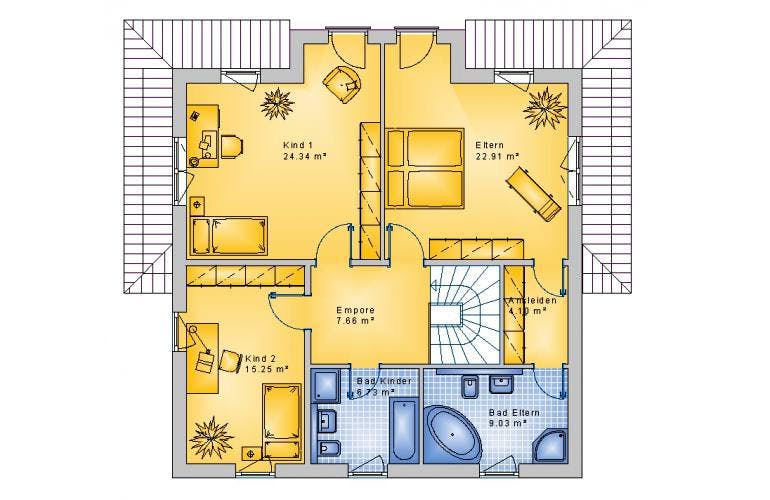 Massivhaus Stadtvilla Wissen 50-016 von Econ Das Haus, Stadtvilla Grundriss 1