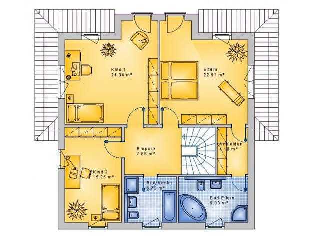 Massivhaus Stadtvilla Wissen 50-016 von Econ Das Haus, Stadtvilla Grundriss 1