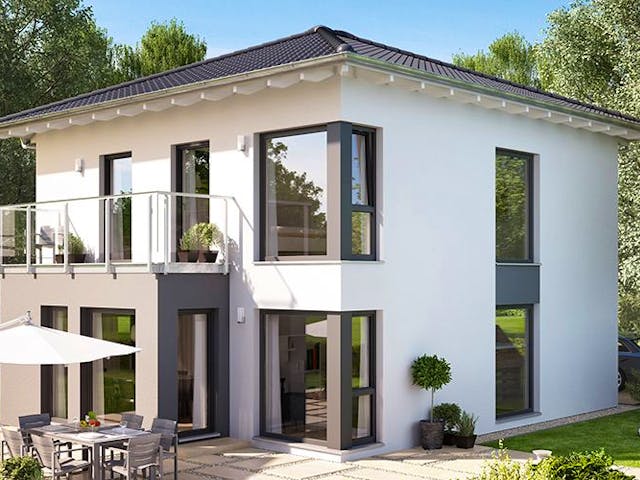 Fertighaus SUNSHINE 136 V7 von Living Fertighaus Schlüsselfertig ab 404801€, Stadtvilla Außenansicht 1