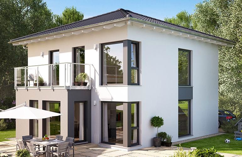 Fertighaus SUNSHINE 136 V7 von Living Fertighaus Schlüsselfertig ab 343096€, Stadtvilla Außenansicht 1