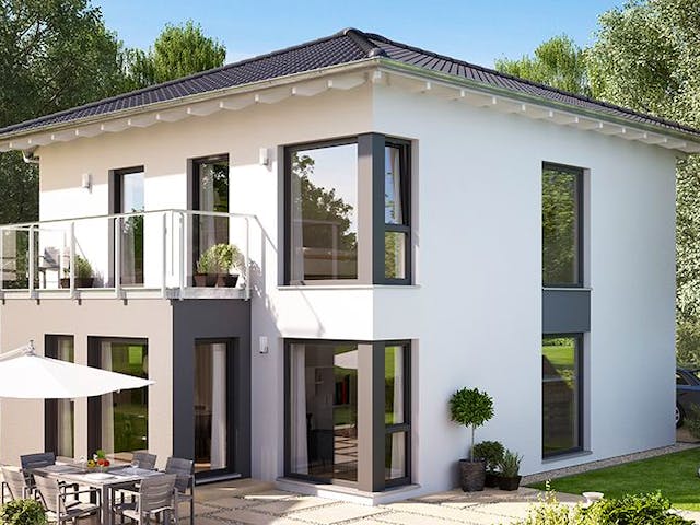 Fertighaus SUNSHINE 136 V7 von Living Fertighaus Schlüsselfertig ab 343096€, Stadtvilla Außenansicht 1