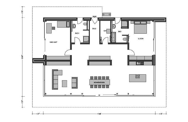 Massivhaus Trend 5000.2 von KONZEPTHAUS, Bungalow Grundriss 1