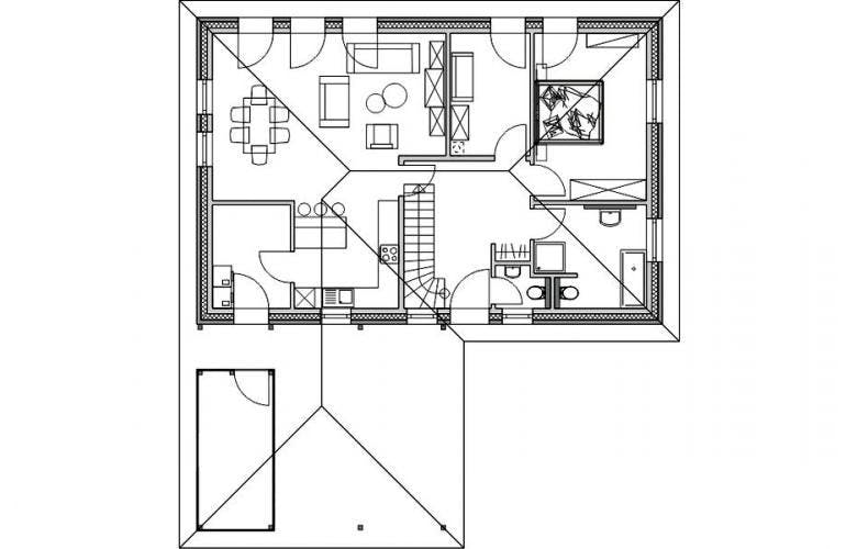 Massivhaus UPTOWN von Kagebau, Bungalow Grundriss 1