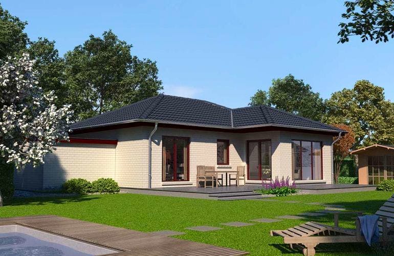 Massivhaus Weissbuche 87 von Baufuchs-Massivhaus Schlüsselfertig ab 168300€, Bungalow Außenansicht 1