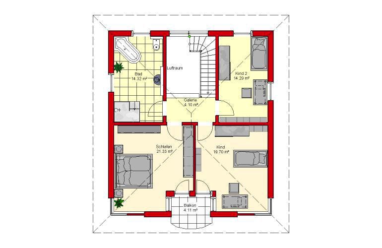 Massivhaus Würzburg 155 von PRO-IM Neo, Stadtvilla Grundriss 1