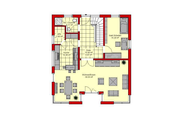 Massivhaus Würzburg 155 von PRO-IM Neo, Stadtvilla Grundriss 2