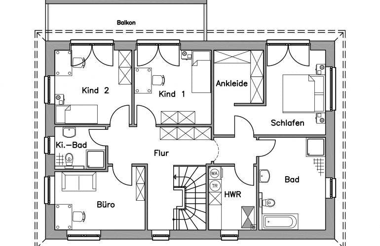 Massivhaus Zweifamilienhaus ZH200 Variante K von Baudirekt,  Grundriss 1