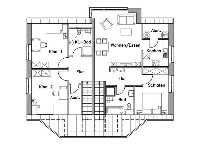 Massivhaus Zweifamilienhaus ZH200 Variante M von Baudirekt,  Grundriss 2