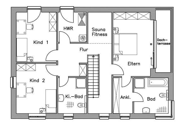 Massivhaus Zweifamilienhaus ZH200 Variante T von Baudirekt,  Grundriss 2