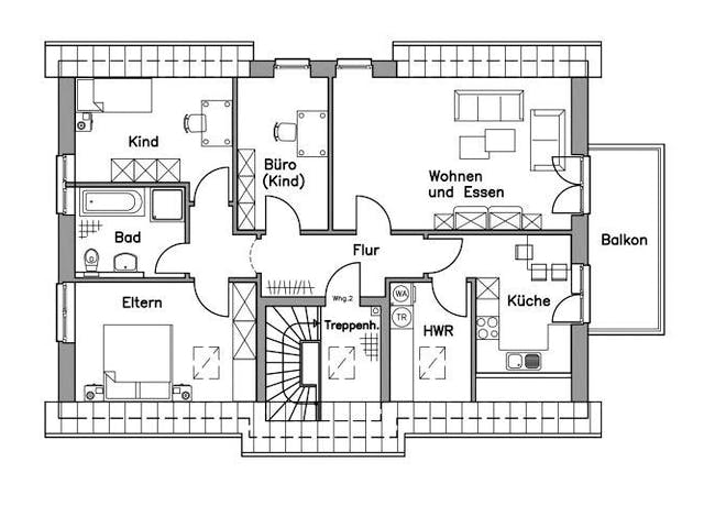 Massivhaus Zweifamilienhaus ZH210 Variante K von Baudirekt,  Grundriss 1