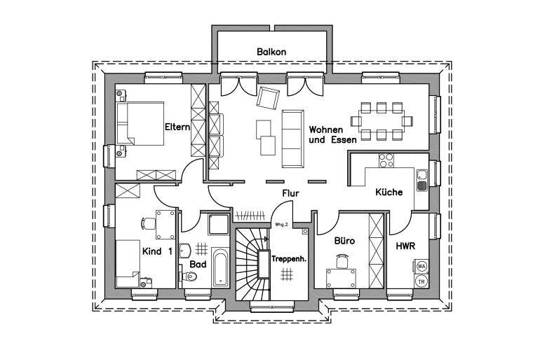 Massivhaus Zweifamilienhaus ZH210 Variante M von Baudirekt,  Grundriss 1