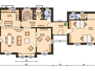 Fertighaus Haas MH Hessdorf 169 von Haas Fertigbau Ausbauhaus ab 256000€, Satteldach-Klassiker Grundriss 1