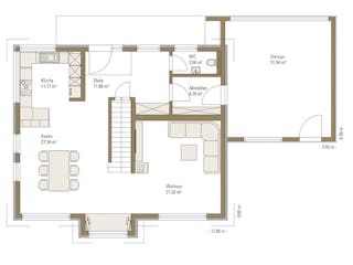 Fertighaus MH LIFE von Fertighaus WEISS Schlüsselfertig ab 445180€, Satteldach-Klassiker Grundriss 1