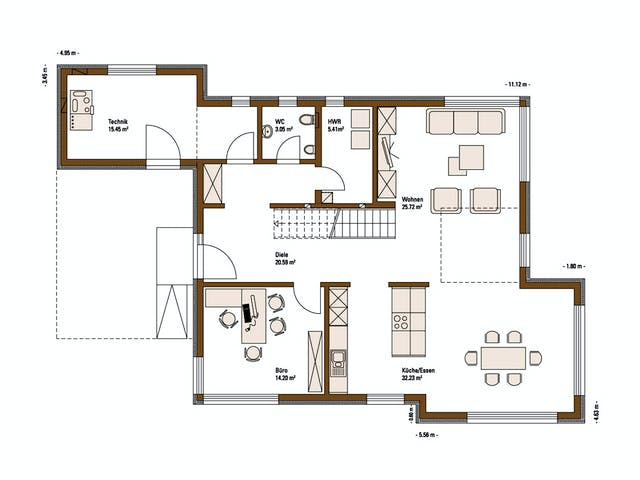 Fertighaus MH FUTURE Mannheim von Fertighaus WEISS Schlüsselfertig ab 518512€, Satteldach-Klassiker Grundriss 1