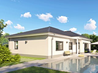 Massivhaus Cannes von MHW Haas Wohnbau, Bungalow Außenansicht 3