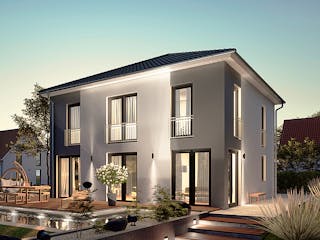 Massivhaus Florenz von MHW Haas Wohnbau, Stadtvilla Außenansicht 4