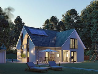 Massivhaus Oslo von MHW Haas Wohnbau, Satteldach-Klassiker Außenansicht 3