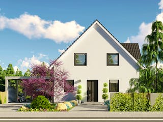 Massivhaus Pisa von MHW Haas Wohnbau, Satteldach-Klassiker Außenansicht 2