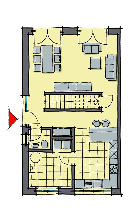 Fertighaus Modena von GUSSEK HAUS Schlüsselfertig ab 311200€, Satteldach-Klassiker Grundriss 1