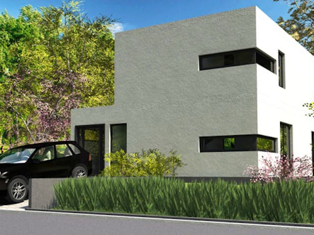 Massivhaus Modern Times von Wagener Systemhausbau Schlüsselfertig ab 284000€, Cubushaus Außenansicht 1