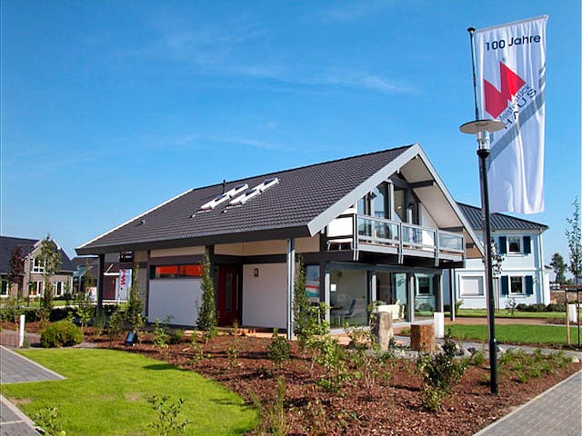 Fertighaus Ästhetik - Musterhaus Langenhagen von Meisterstück-HAUS, Fachwerk Außenansicht 2