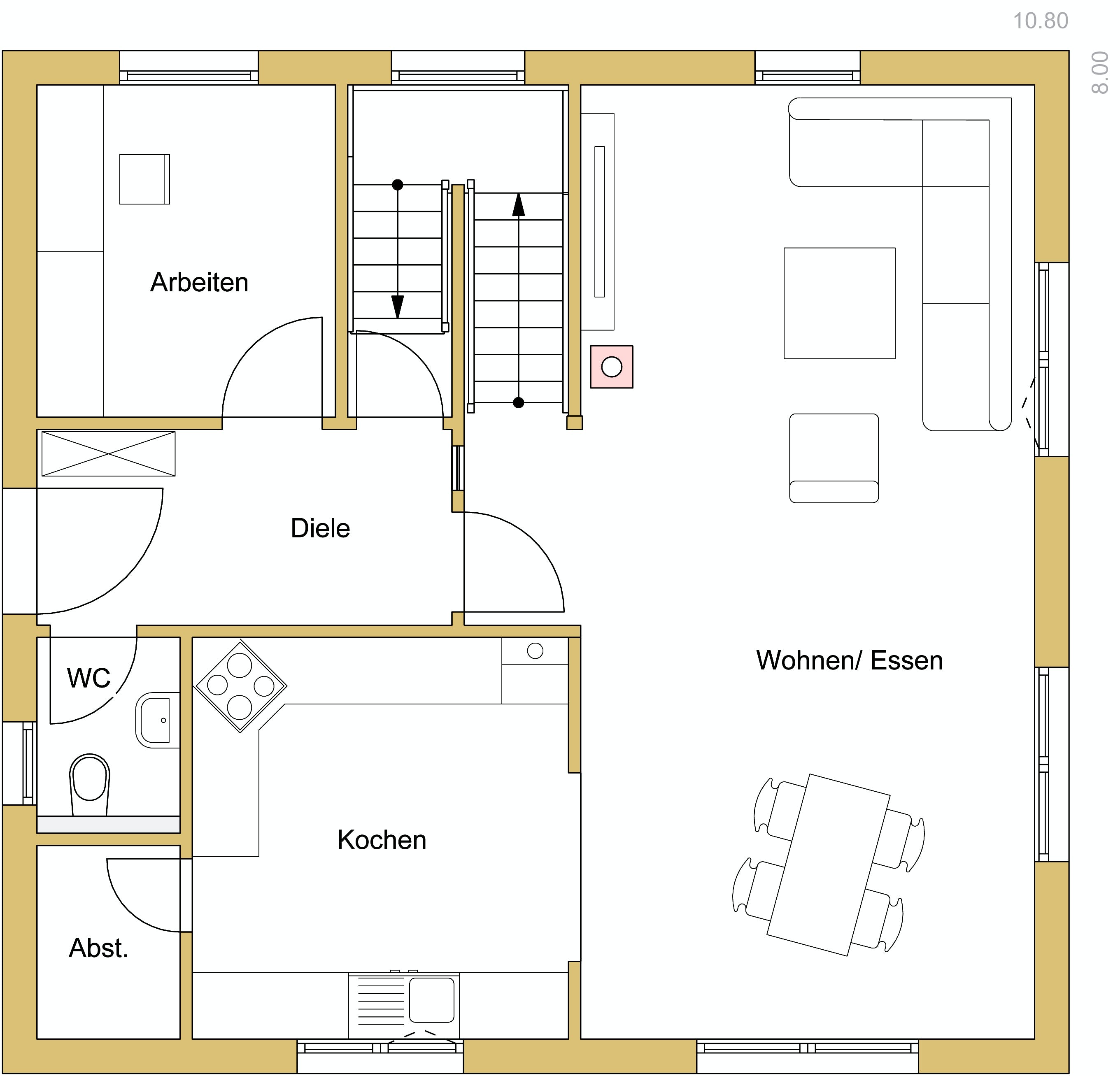 Blockhaus D138 Seifert von Frammelsberger R. Ingenieur-Holzbau, Satteldach-Klassiker Grundriss 1