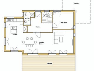 Blockhaus D162 Krastel von Frammelsberger Holzbau, Satteldach-Klassiker Grundriss 1