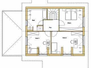 Blockhaus D162 Krastel von Frammelsberger Holzbau, Satteldach-Klassiker Grundriss 2