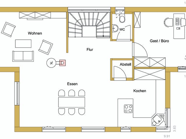 Blockhaus D144 Schwarzwasser von Frammelsberger R. Ingenieur-Holzbau, Satteldach-Klassiker Grundriss 1