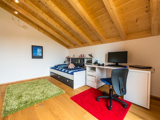 Blockhaus D144 Schwarzwasser von Frammelsberger R. Ingenieur-Holzbau, Satteldach-Klassiker Innenansicht 7