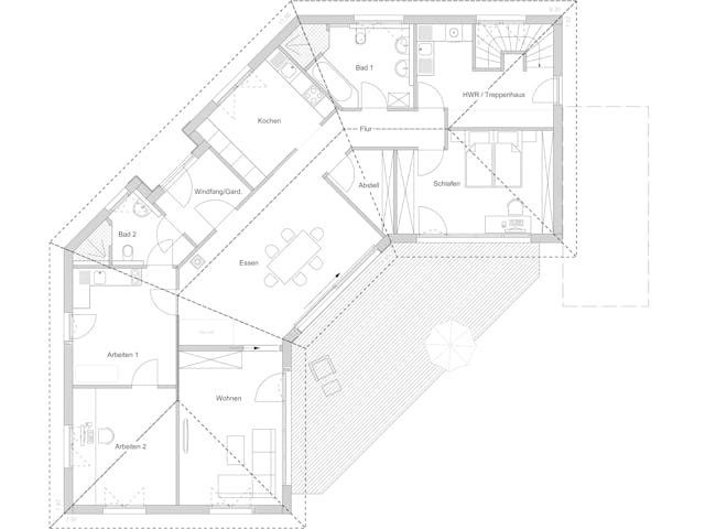 Blockhaus D158 Scheeder von Frammelsberger Holzbau, Bungalow Grundriss 1 Blockhaus D158 Scheeder von Frammelsberger Holzbau, Bungalow Grundriss 1
