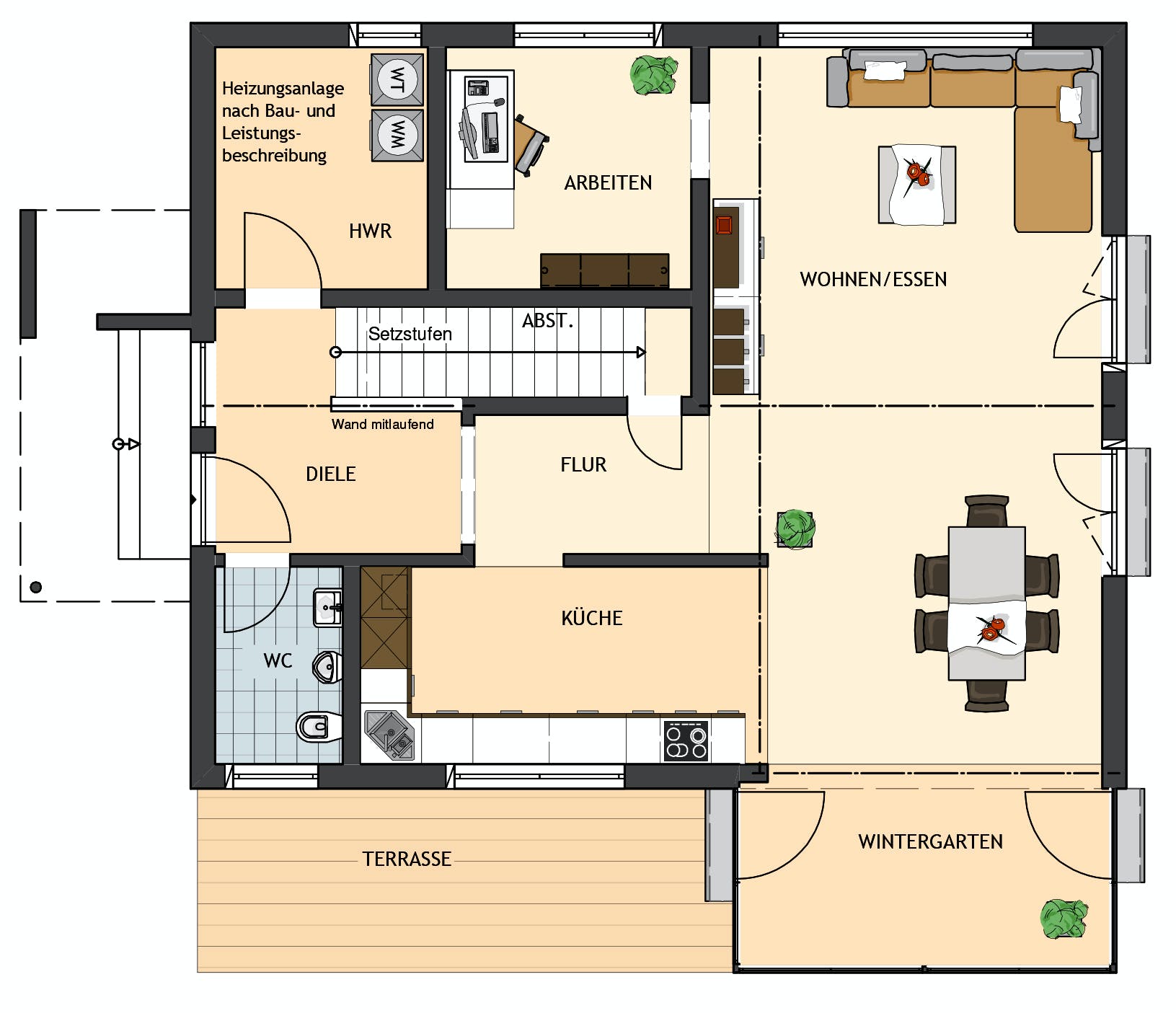 Fertighaus MH Wuppertal - NEO 312 von FingerHaus Schlüsselfertig ab 421630€, Satteldach-Klassiker Grundriss 1