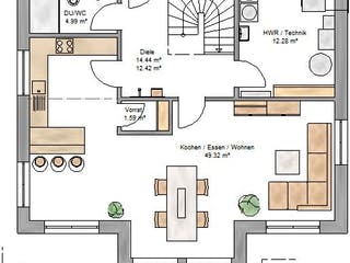 Fertighaus New Edition 159 von Suckfüll Energiesparhaus, Satteldach-Klassiker Grundriss 1
