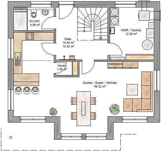 Fertighaus New Edition 159 von Suckfüll Energiesparhaus Schlüsselfertig ab 378100€, Satteldach-Klassiker Grundriss 1