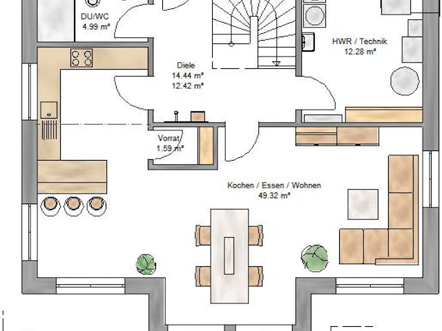 Fertighaus New Edition 159 von Suckfüll Energiesparhaus Schlüsselfertig ab 365600€, Satteldach-Klassiker Grundriss 1