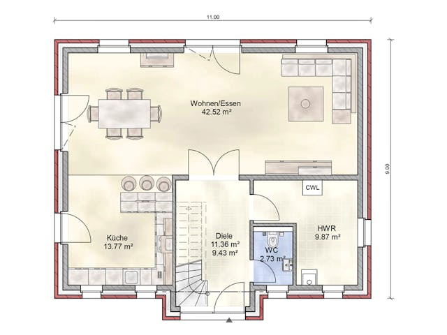 Massivhaus Blickstedt von Nissen Massivhaus, Satteldach-Klassiker Grundriss 1