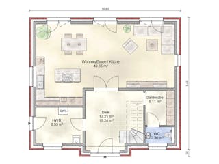 Massivhaus Friedrichsort von Nissen Massivhaus, Satteldach-Klassiker Grundriss 1