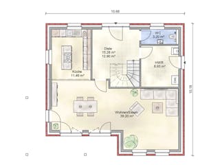 Massivhaus Plön von Nissen Massivhaus, Stadtvilla Grundriss 1