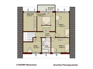 Massivhaus Noblesse 195 von FAVORIT Massivhaus Schlüsselfertig ab 443620€, Satteldach-Klassiker Grundriss 3
