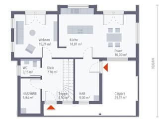 Fertighaus Black Label 20 von OKAL Haus Schlüsselfertig ab 563900€, Cubushaus Grundriss 1