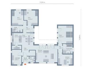 Fertighaus Bungalow 5 Flachdach von OKAL Haus Schlüsselfertig ab 553900€, Bungalow Grundriss 1